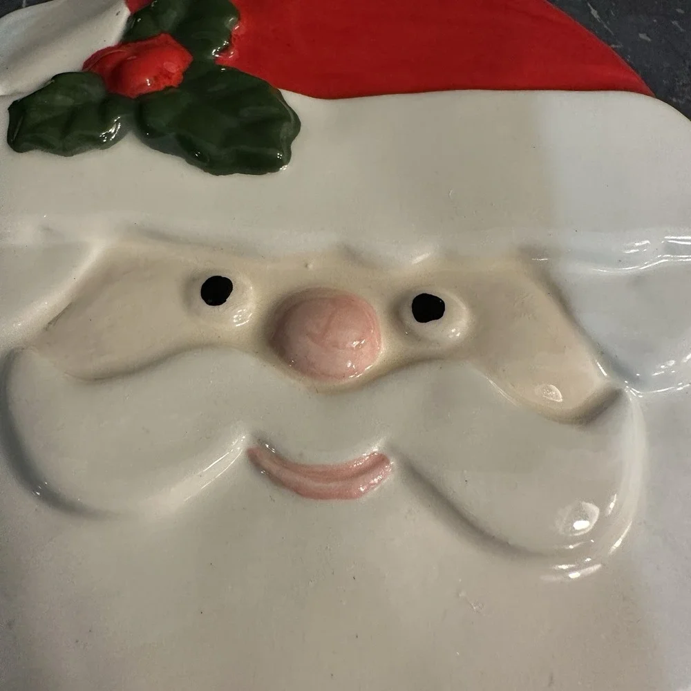 Vintage Glossy Ceramic Santa Face Wall Hanging‎ Christmas 6